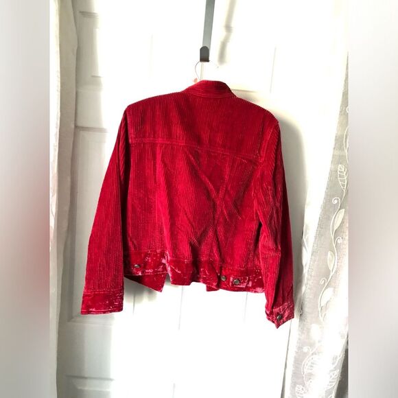 J. Jill Red Corduroy Velvet Trim Jacket 100% cotton Size XS P - Picture 7 of 8